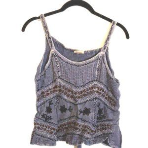 VINTAGE Rayon Boho Blue Top FREE SIZE